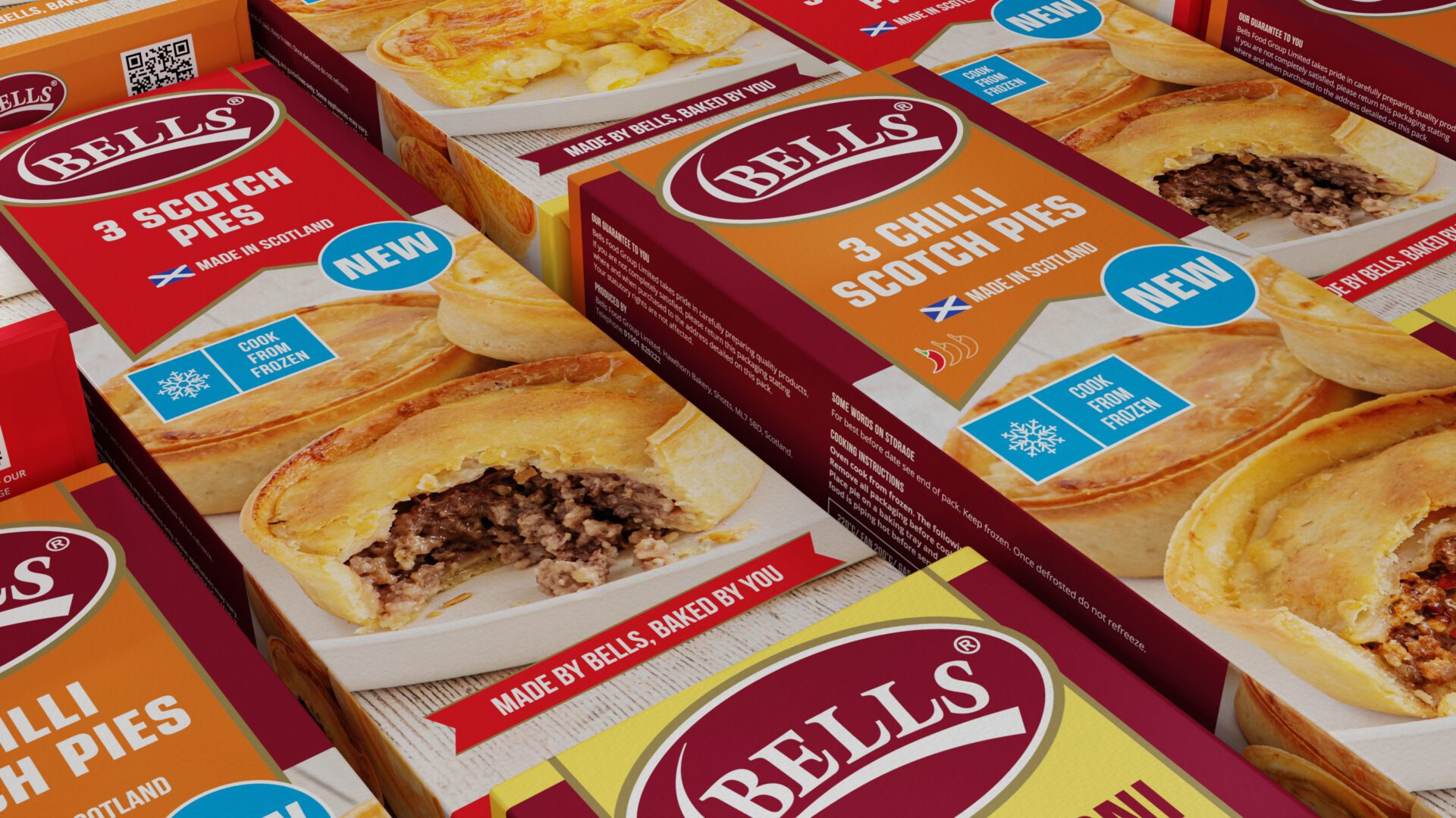 Example packaging for chilli scotch pies for Bells Food Group
