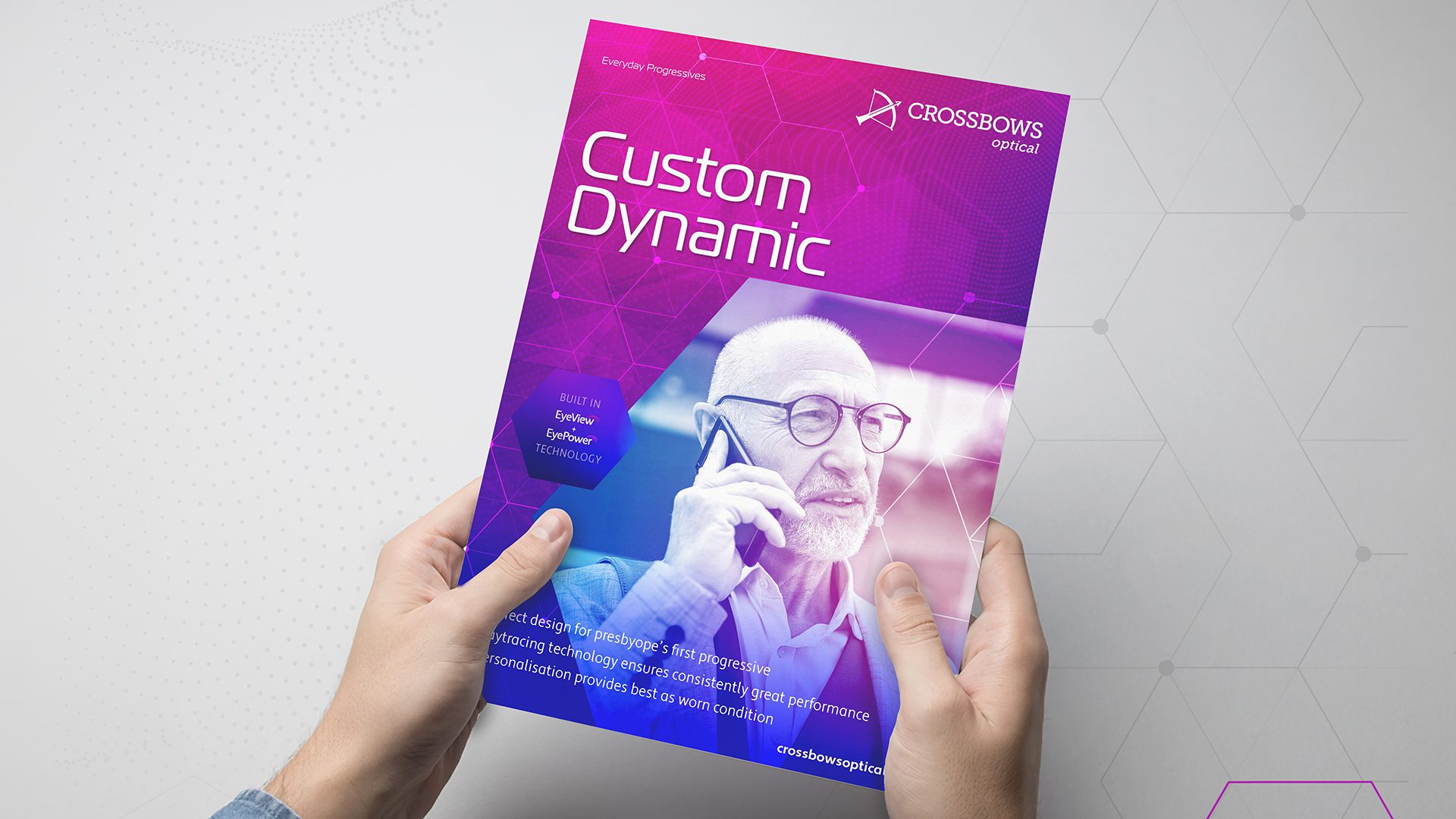 Crossbows optical brochure example - front cover