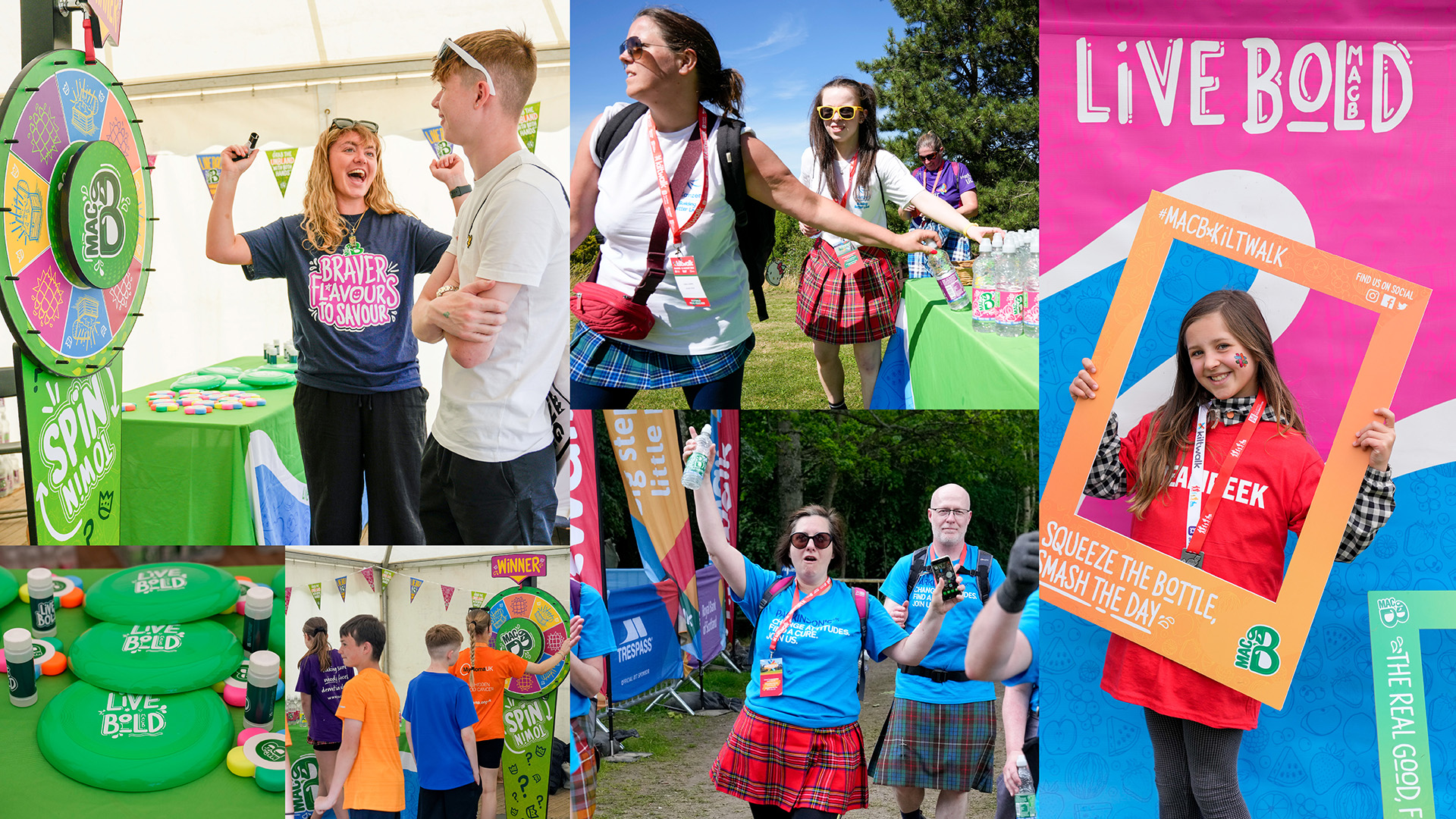 Highlights from the Kiltwalk with displays from the Macb stand with Macb staff and kiltwalkers