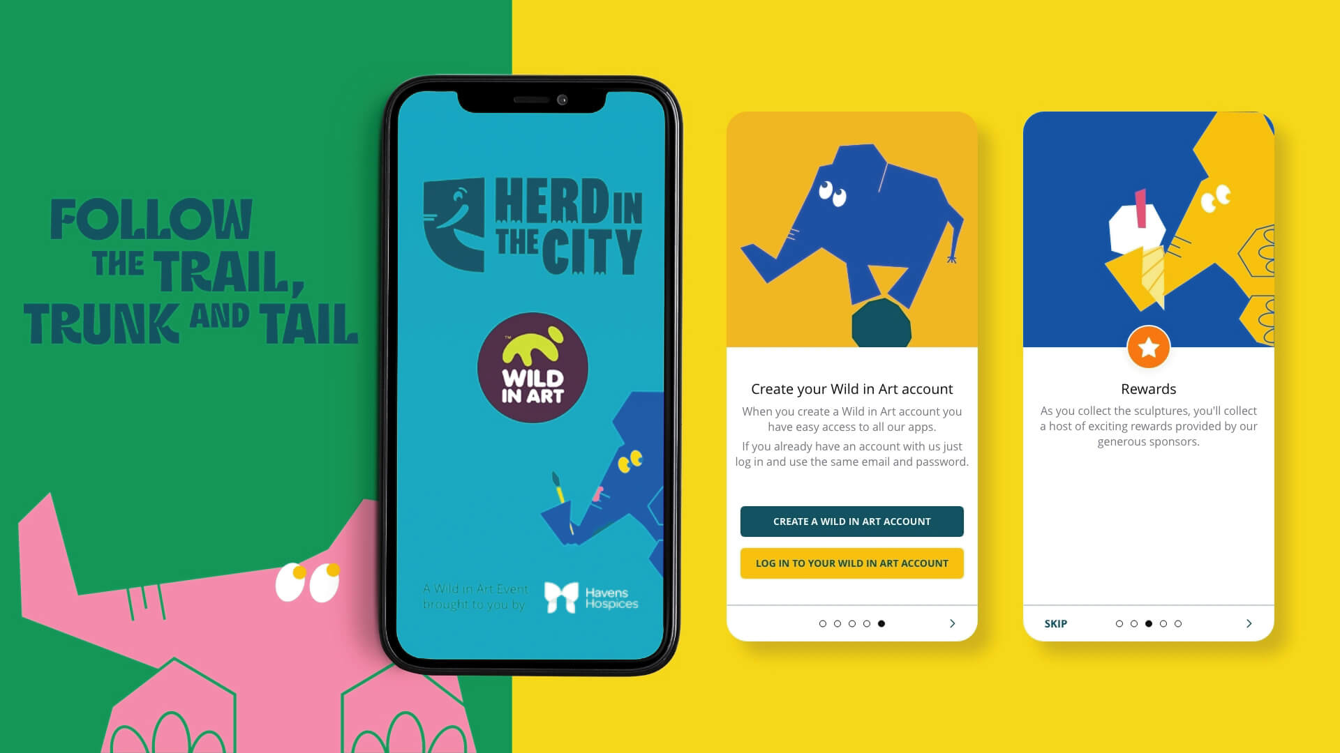 Mobile phones showing the Herd in the City App