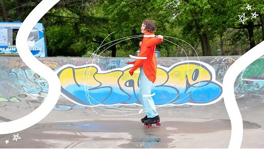 Holding image for Macb Animation of a person roller blading in a stake park