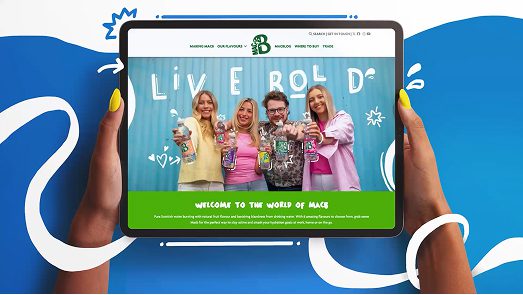 Macb homepage of the website displayed on a tablet