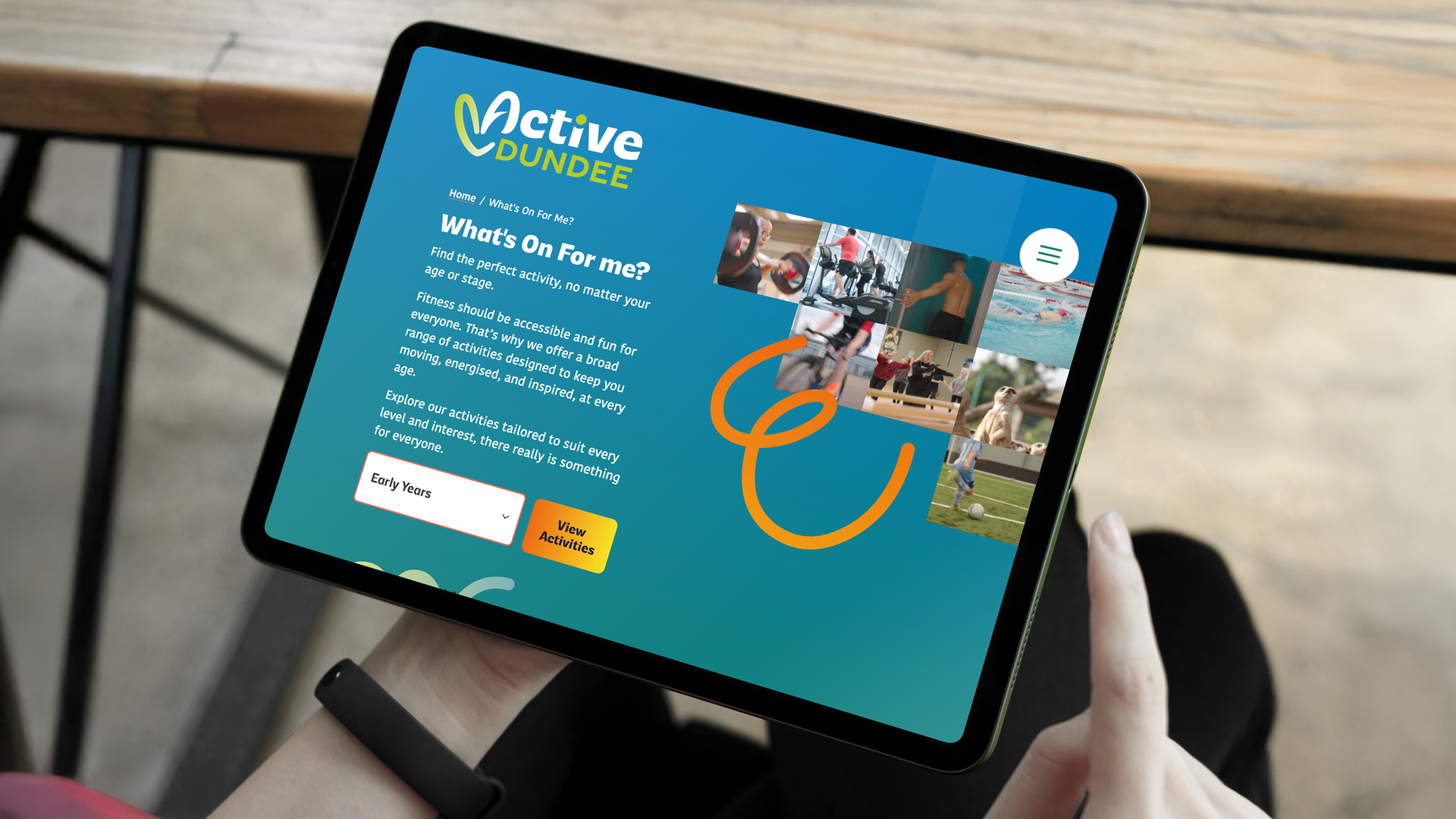 Active Dundee website displayed on a tablet