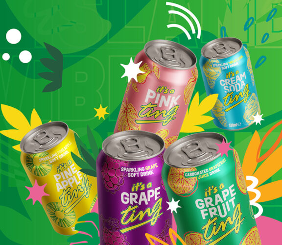 Ting Banner displaying all 5 different type of Ting drinks