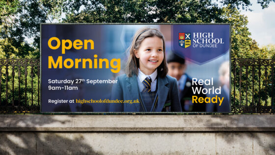 Sample billboard for High School of Dundee about there Open Morning.