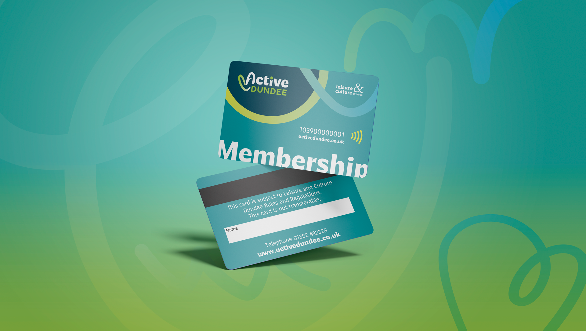 Active Dundee member card - showing the back and front of the card.
