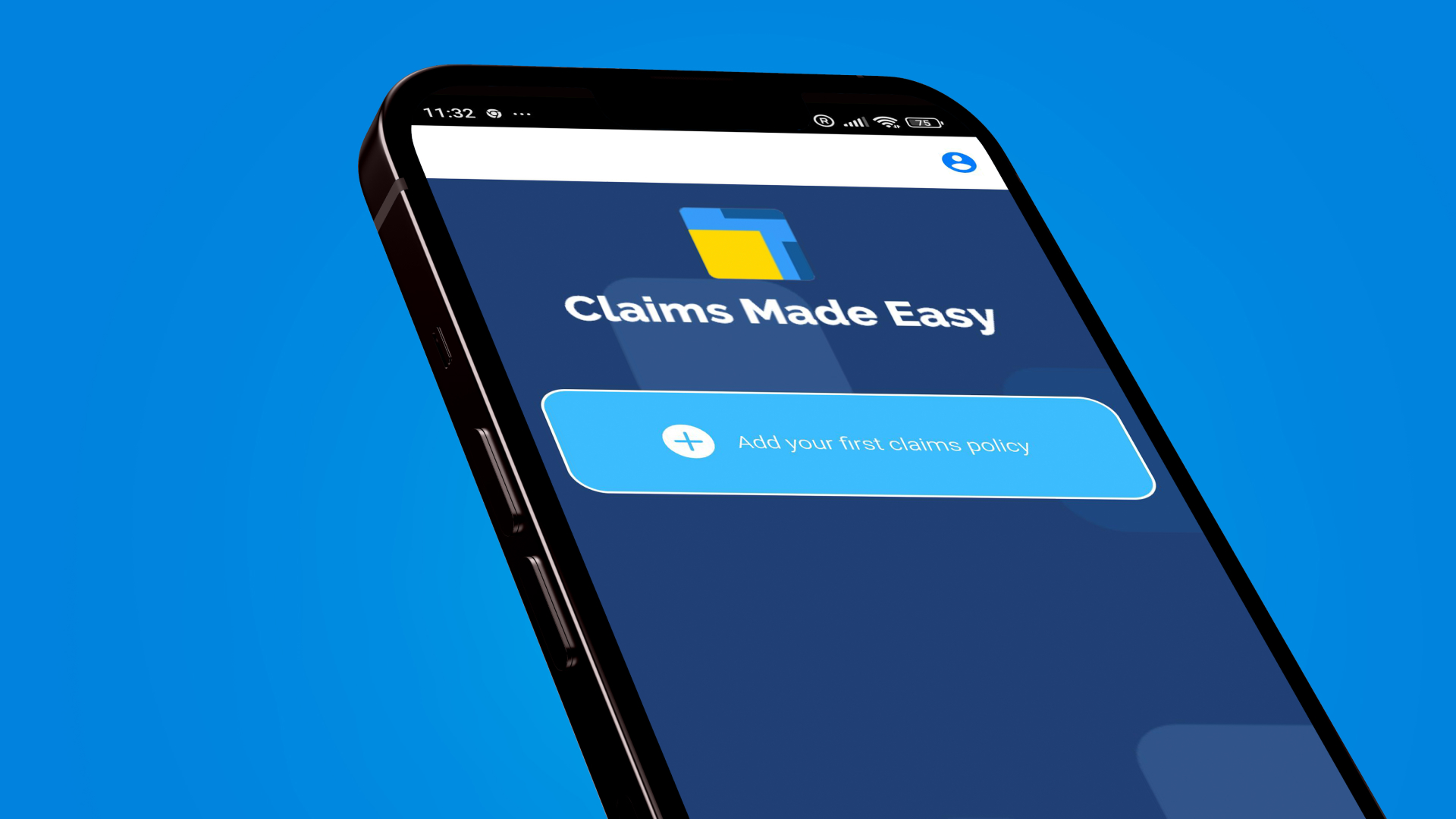 A mobile phone displaying claims made easy page from Insure apps.