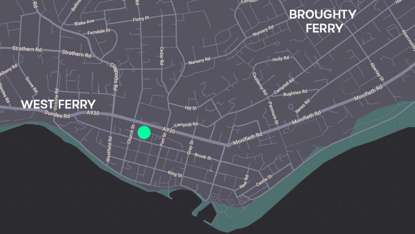 A map screenshot of the Broughty Ferry office on Brook Street