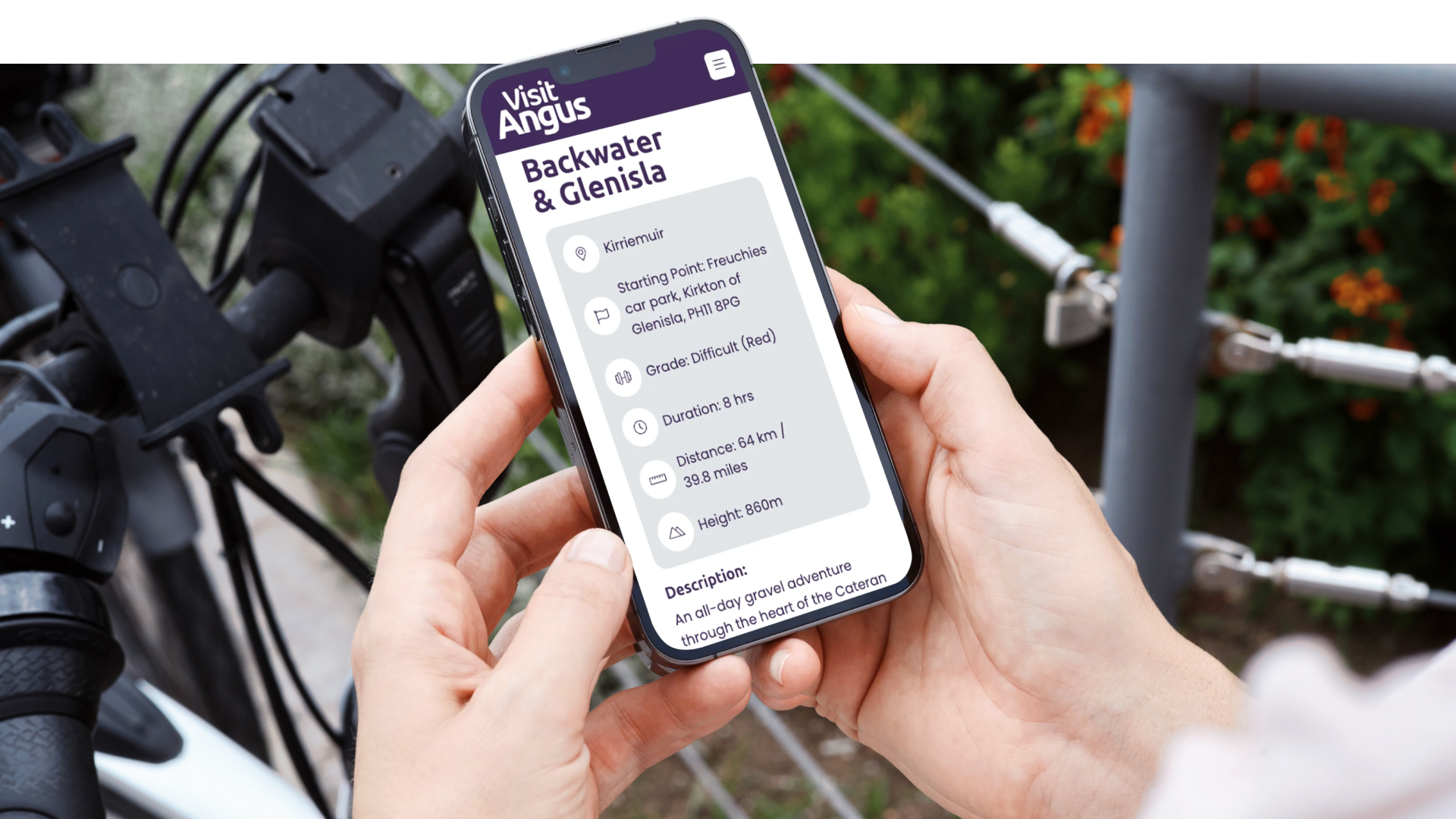 Example page from the Visit Angus website displayed on a mobile phone