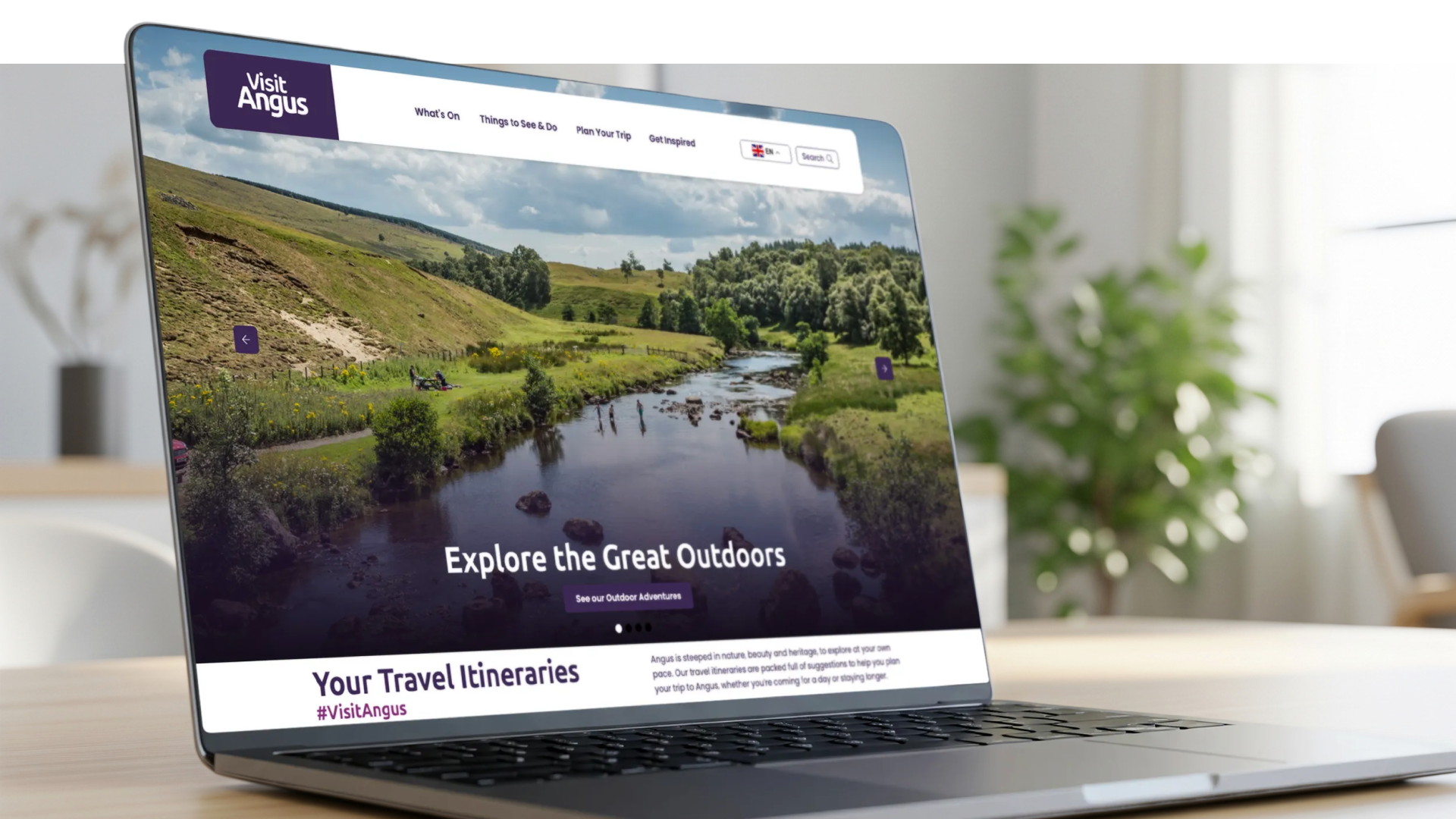 Example page from the Visit Angus website displayed on a laptop