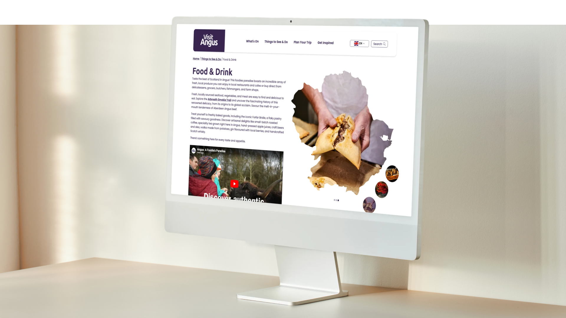 Example page from the Visit Angus website displayed on a desktop