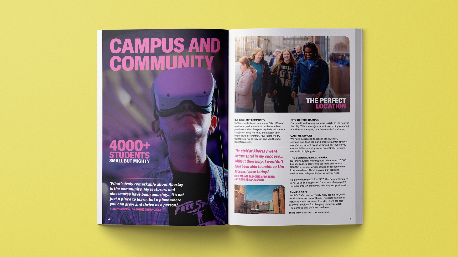 A sample of the Abertay University prospectus brochure