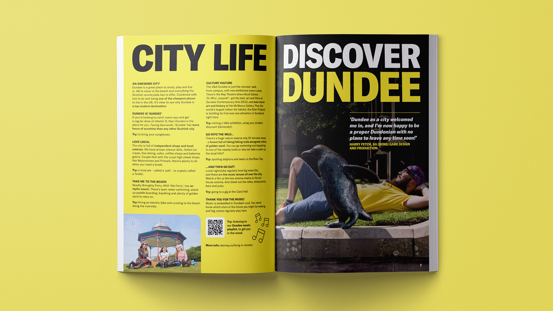 A sample of the Abertay University prospectus brochure