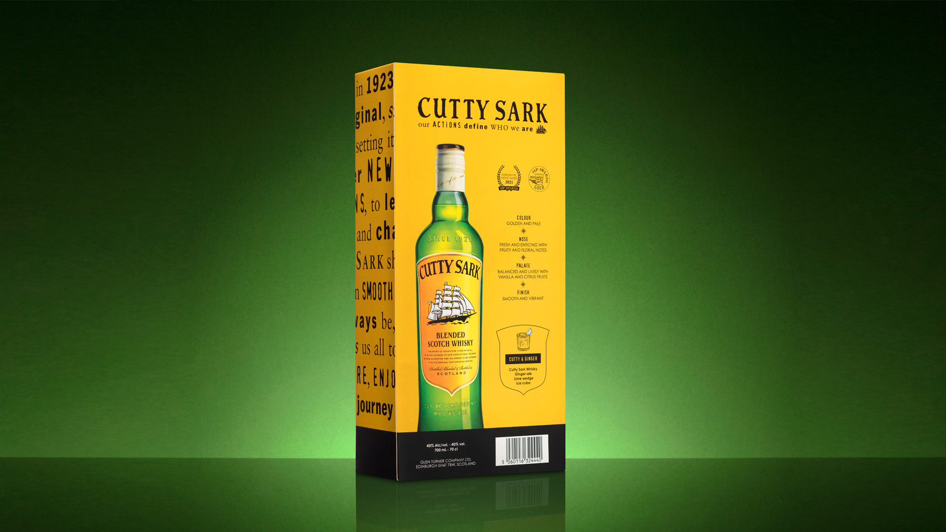 Display of Cutty Sark packaging