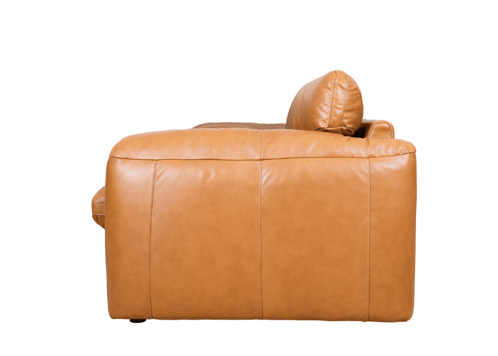 The Catalyna Sofa combines premium tan leather with plush seat and back cushions for outstanding comfort. Its timeless design and warm, inviting finish make it a stylish addition to any living space. Durable, elegant and crafted to last, this piece brings both character and comfort to your home. Tan leather Catalyna sofa with plush seat and back cushions, featuring a modern design and premium leather finish.