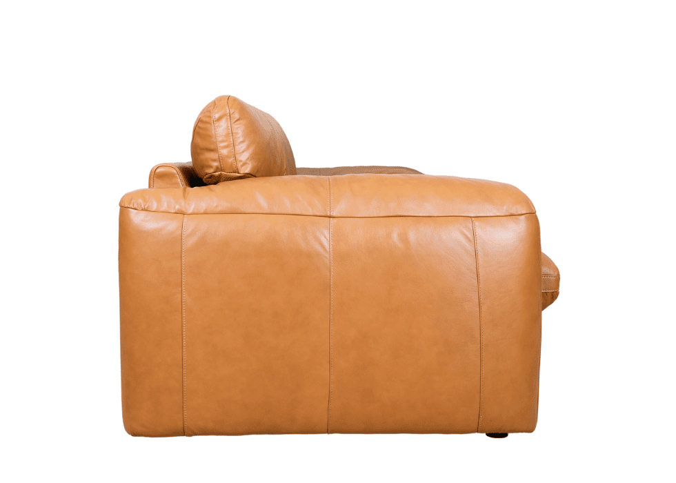 The Catalyna Sofa combines premium tan leather with plush seat and back cushions for outstanding comfort. Its timeless design and warm, inviting finish make it a stylish addition to any living space. Durable, elegant and crafted to last, this piece brings both character and comfort to your home. Tan leather Catalyna sofa with plush seat and back cushions, featuring a modern design and premium leather finish.
