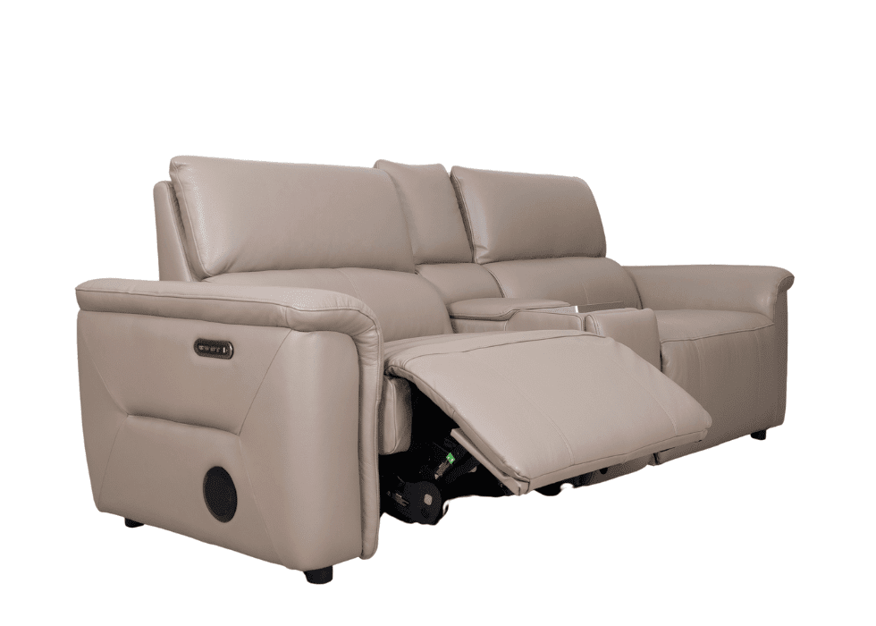 Innovation 2.5 seater power sofa with touchscreen console, power headrests, lumbar support, heat, vibration and built-in speakers.