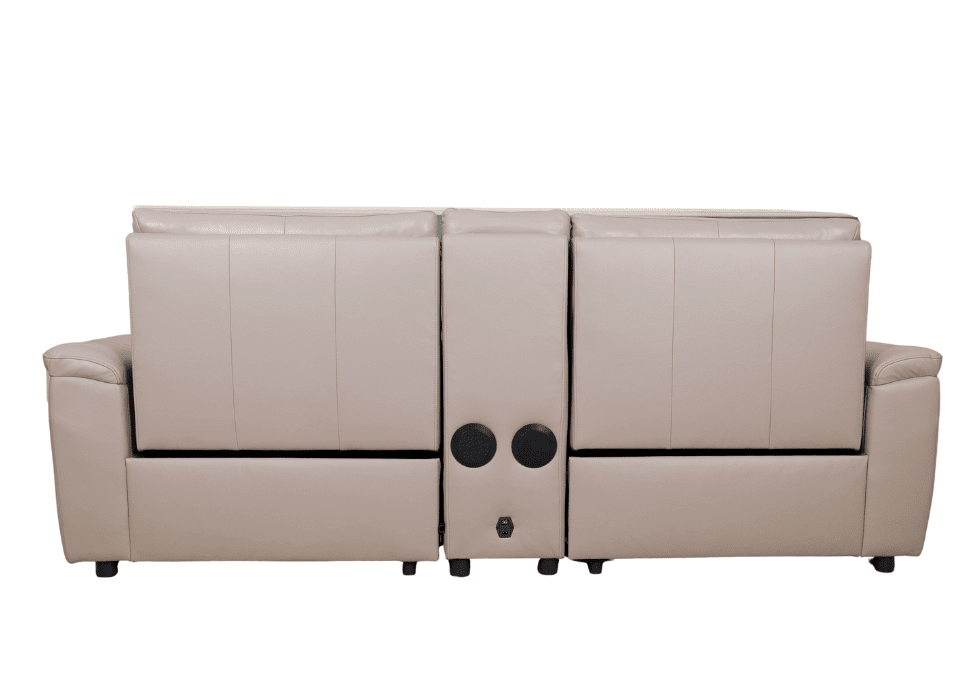 Innovation 2.5 seater power sofa with touchscreen console, power headrests, lumbar support, heat, vibration and built-in speakers.