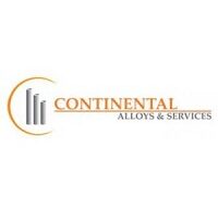 A minimalist logo showing three vertical grey bars of increasing height inside a partial orange circle, followed by the text "CONTINENTAL" in orange and "ALLOYS & SERVICES" in grey.