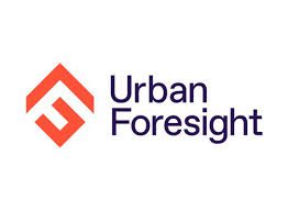 The logo for Urban Foresight, featuring an orange geometric icon composed of a stylized "U" and "F" formed into a diamond shape. To the right, the company name is stacked in a dark navy blue sans-serif font.