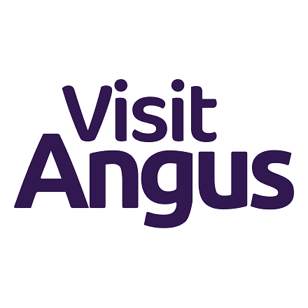 The logo for Visit Angus, featuring the brand name in a bold, dark purple sans-serif font. The word "Visit" is stacked directly above the word "Angus" on a plain white background.