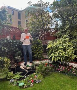 A New Gorbals Housing Association tenant in their well-maintained garden 