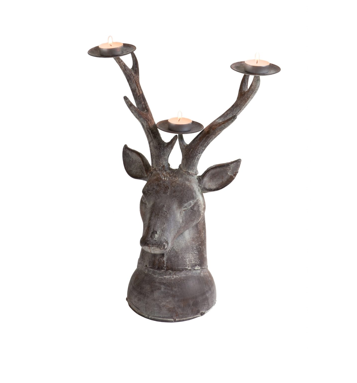 Antiqued Metal Stag Candle Holder Scottish Antique & Arts Centre