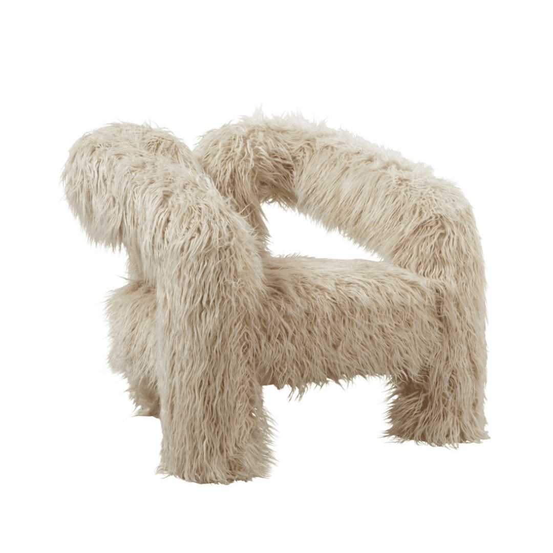 YETI-1 Yeti Jet Chair – Ivory Mongolian Faux Fur