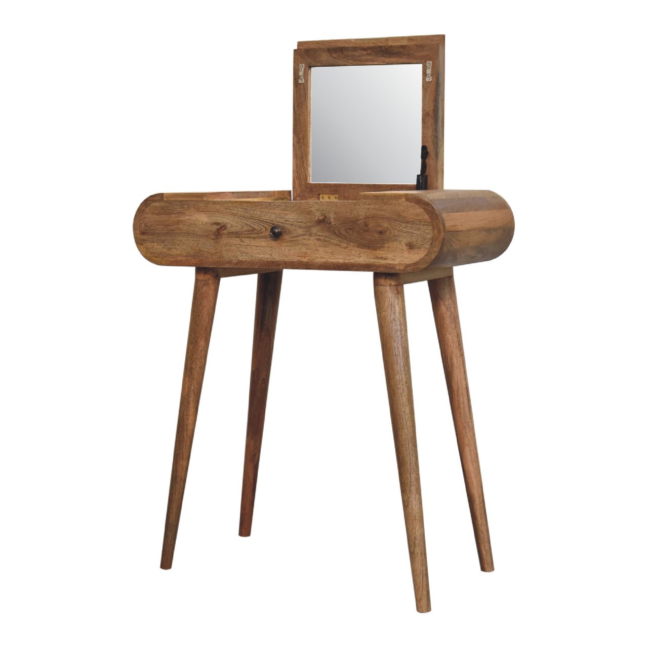 IN3285-4 Small Solid Wood Dressing Table with Fold Down Mirror