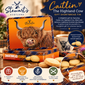 "Caitlin The Highland Cow" Gift Shortbread Tin -400g