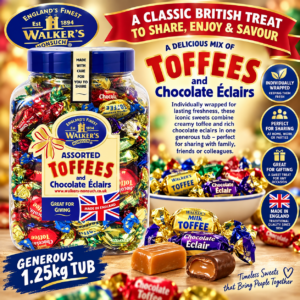 Large Tub Walkers Nonsuch Assorted Toffees and Chocolate Eclairs - 1.25kg