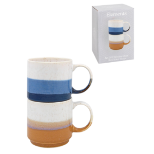 Set Of 2 Reactive Glaze Stacking Mugs