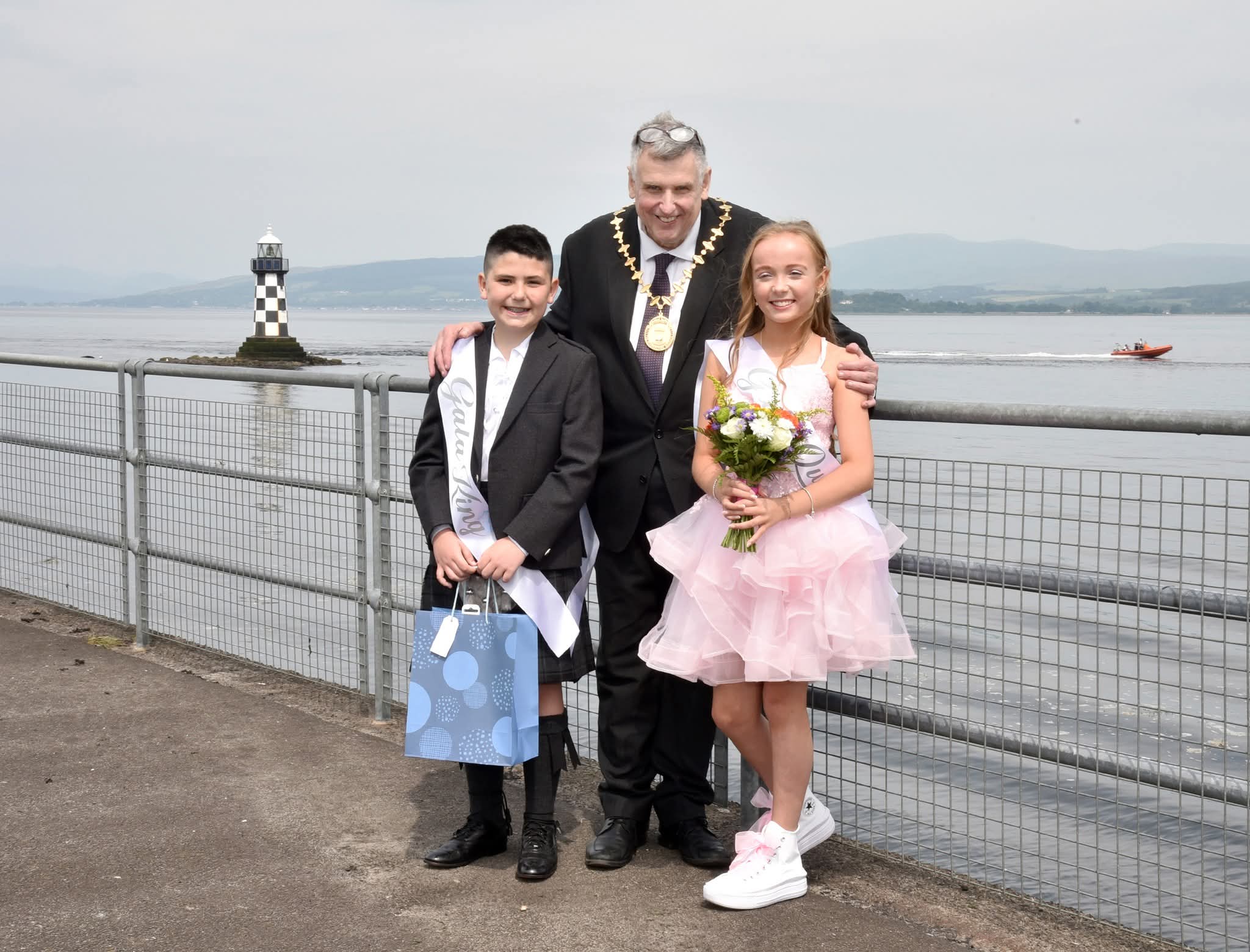 Glal King and Queen, with Inverclyde Council Provost, Drew McKenzie