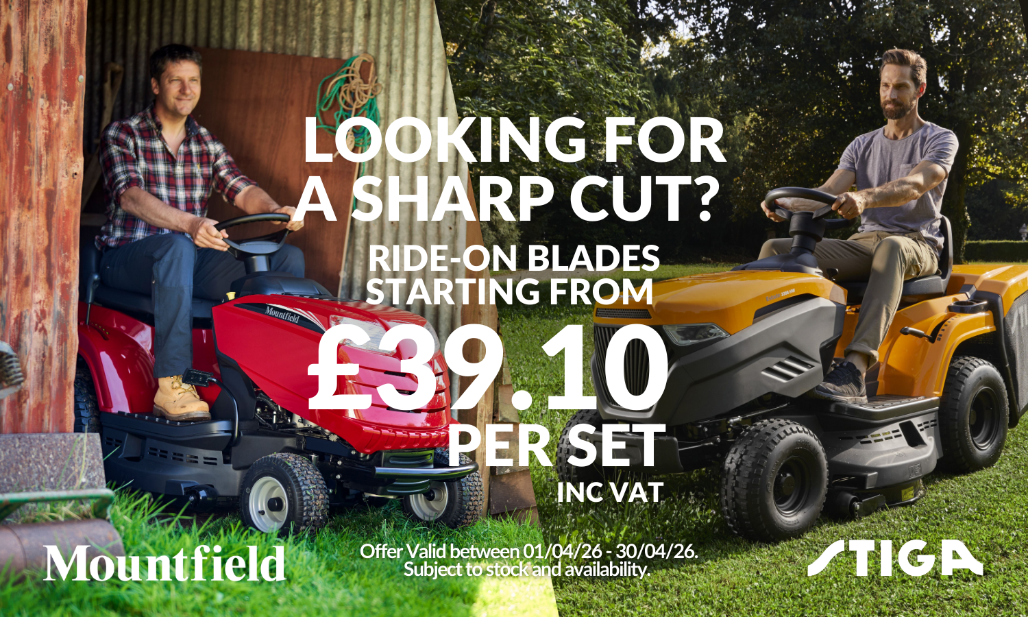 Mountfield & Stiga Ride on Blades 