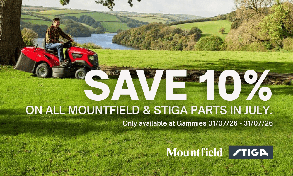 Save 10% on ALL Mountfield and Stiga Parts in July