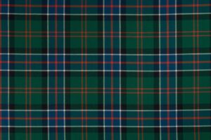 Sinclair, Hunting (Ancient) 368/826 Tartan, woven wool fabric, designed in green, blue, black, red, and white colour scheme.