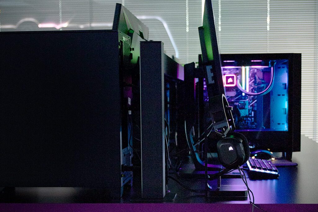 computer tower with neon lights