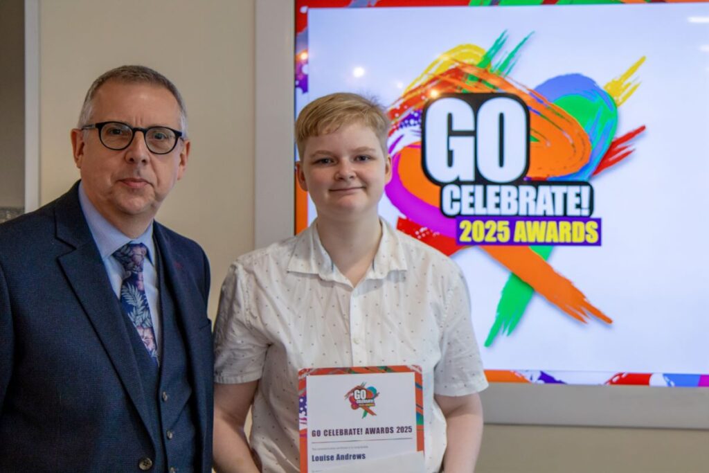 Louise Andrews with Principal Neil Cowie