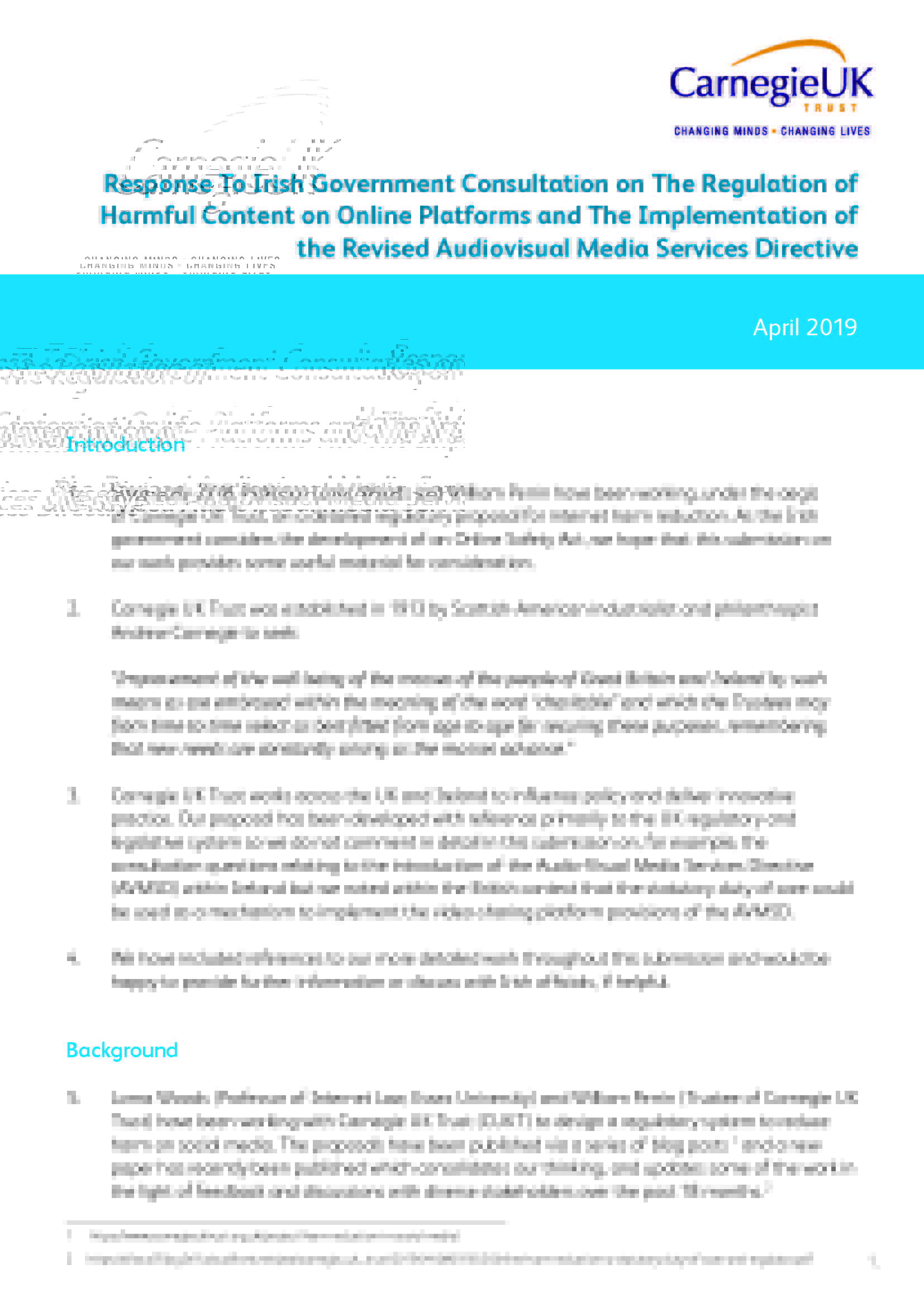 Response To Irish Government Consultation on The Regulation of Harmful