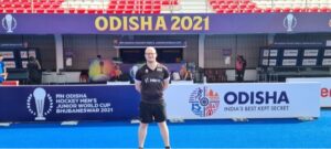 Alex Fedenczuk, Scotland FIH umpire, at the Junior World Cup in Bhubaneswar, India 2021