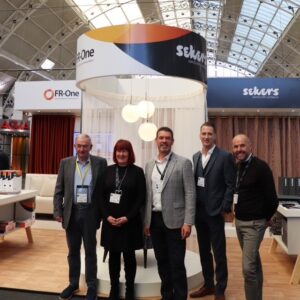 Sekers Sales Team including Managing Director Ian Tatnell and Sales Director David Lawton at the HIX Exhibition showing off our new collections for 2022. The Textile Designer that we are looking to hire in Dundee would be involved in colouring these collections and presenting the selected collections to management.