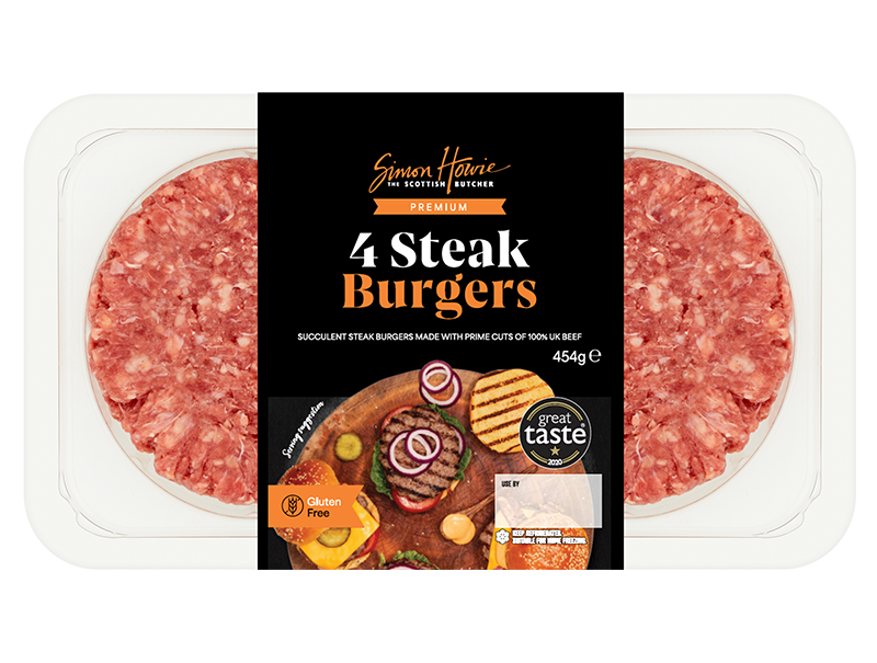4 Premium Steak Burgers 454g