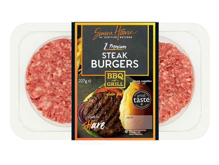 2 Premium Steak Burgers 227g Simon Howie
