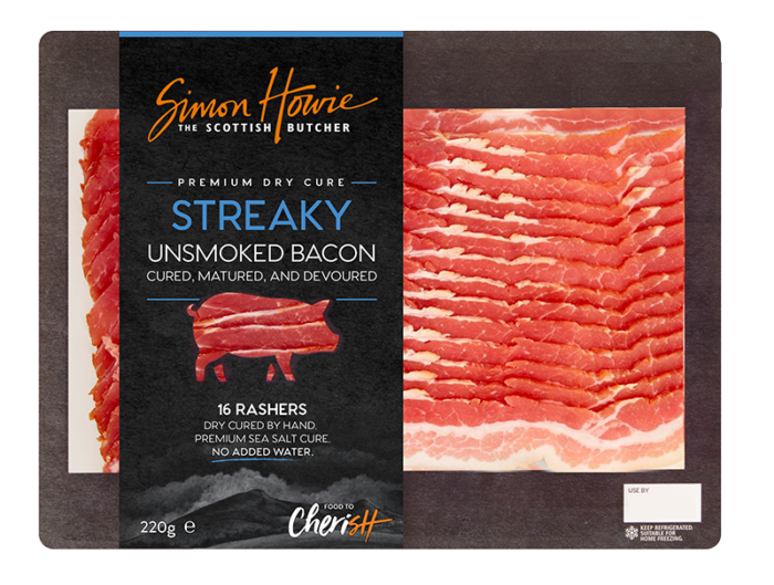 Premium Dry Cure Unsmoked Streaky Bacon Simon Howie