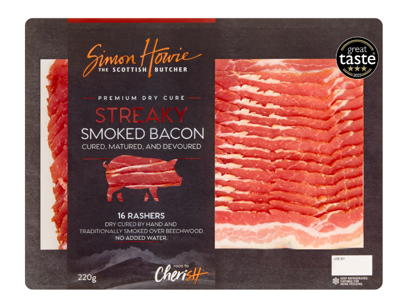 Premium Dry Cure Streaky Smoked Bacon 220g
