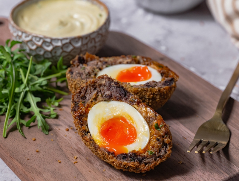 Black Pudding Scotch Eggs with runny yolk