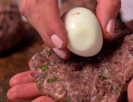 Black Pudding Scotch Eggs with runny yolk
