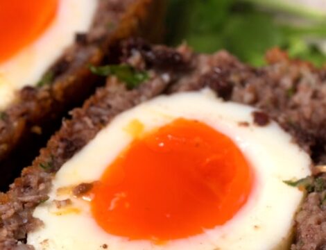 Black Pudding Scotch Eggs with runny yolk