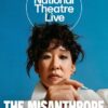 Poster for National Theatre Live’s The Misanthrope, featuring a close-up portrait against a blue background with the title text displayed above.