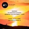 Promotional poster for The Big Bike Film Night, featuring a cyclist silhouetted on a hillside against a vivid orange and yellow sunset landscape, with event details for a screening at Montrose Playhouse and website information for tickets and dates.